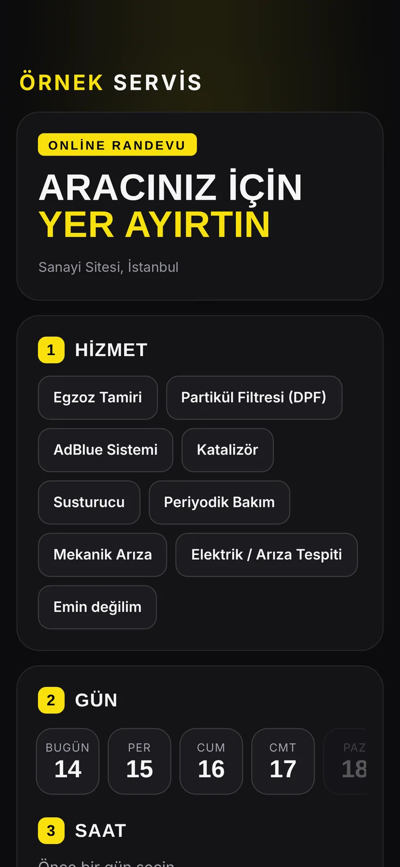 Online randevu ekranı